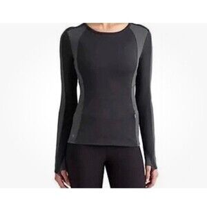 Athleta Spotlight Pullover Women's XSmall  Gray Stripe Stretch Performance Top